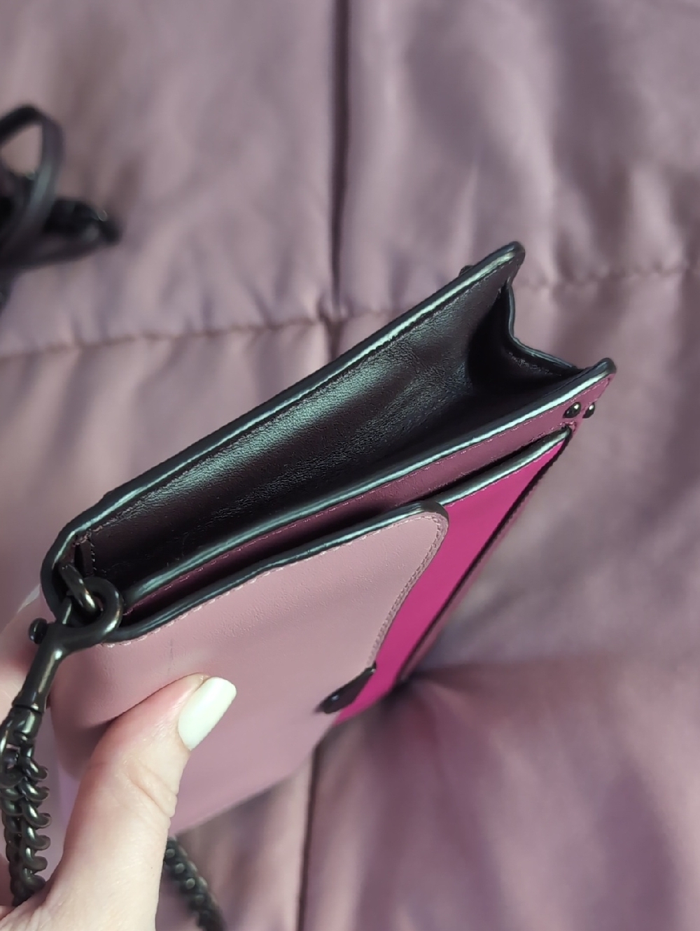 Coach Small Formal Party Purse Crossbody / Shoulder / Clutch Pink Color block - Picture 4 of 11